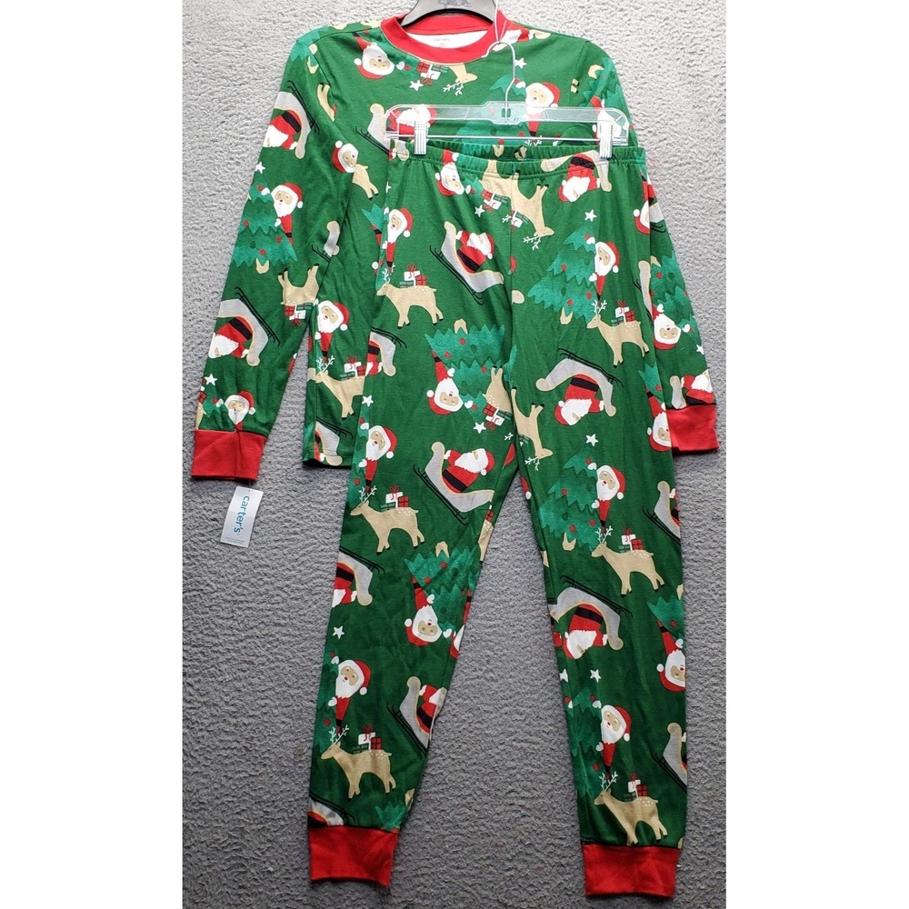 Carter's 2pc Pajama Set Unisex Adult M Multi Reindeer Christmas Holiday Print